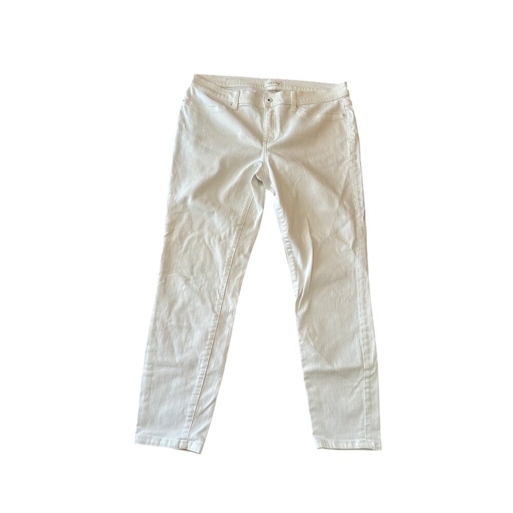 Lila Ryan Womens White Slim Fit Stretch Denim Jeans Preppy Coastal Work Office